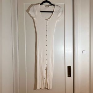 Zara white fitted rib midi dress S